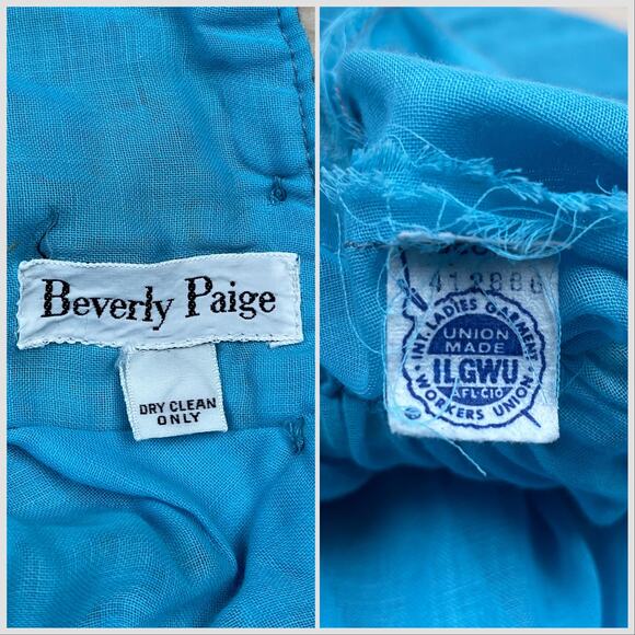 Vintage 1970s Blue Embroidered  Boho Gauzy Cotton Peasant Dress - Picture 8 of 10